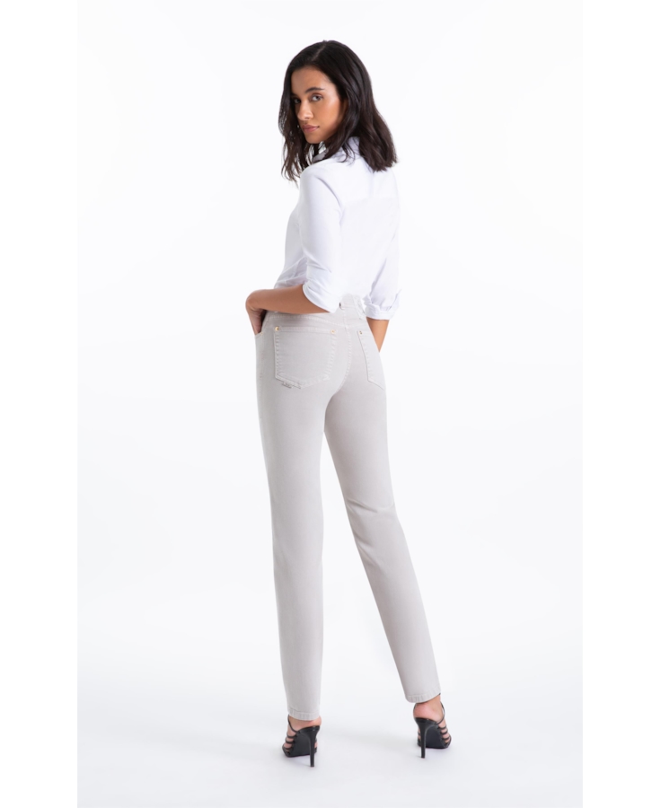 Calça Vintage Denim Color Gisele Reta 5 Pock Silver