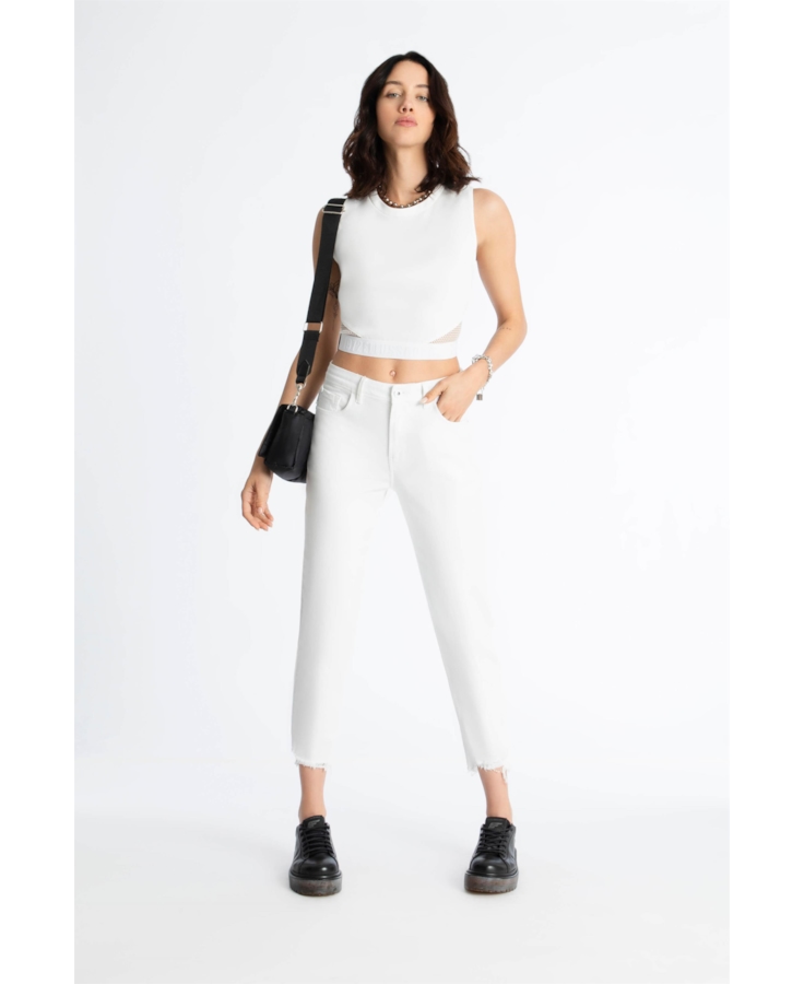 Calça Vintage Denim Color Mom Branco