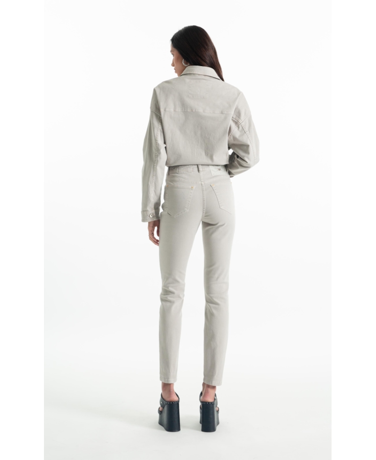 Calça Vintage Denim Color Skinny 5 Pockets Silver