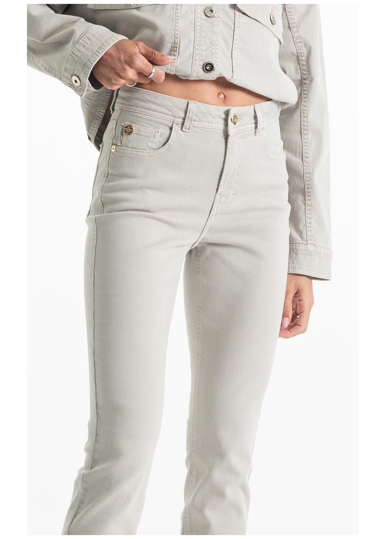 Calça Vintage Denim Color Skinny 5 Pockets Silver