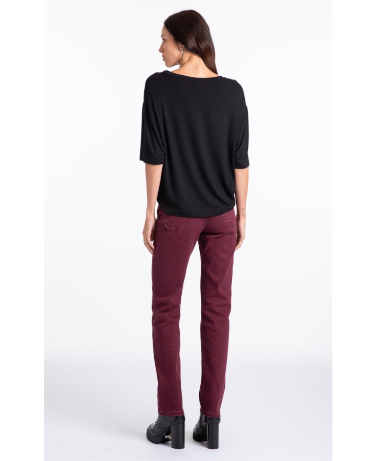 Calça Vintage Denim Color Skinny Bordeaux