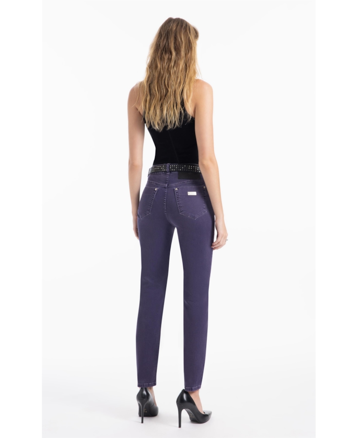 Calça Vintage Denim Color Skinny Purple Blue