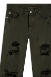 Calça Vintage Denim Leopard Verde Oliva