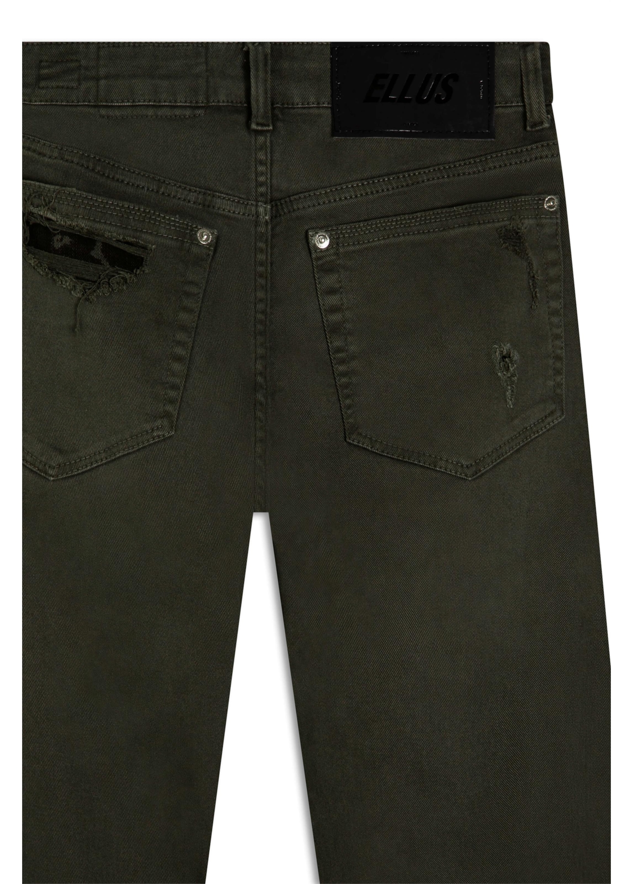 Calça Vintage Denim Leopard Verde Oliva