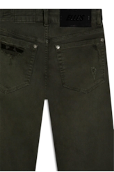 Calça Vintage Denim Leopard Verde Oliva