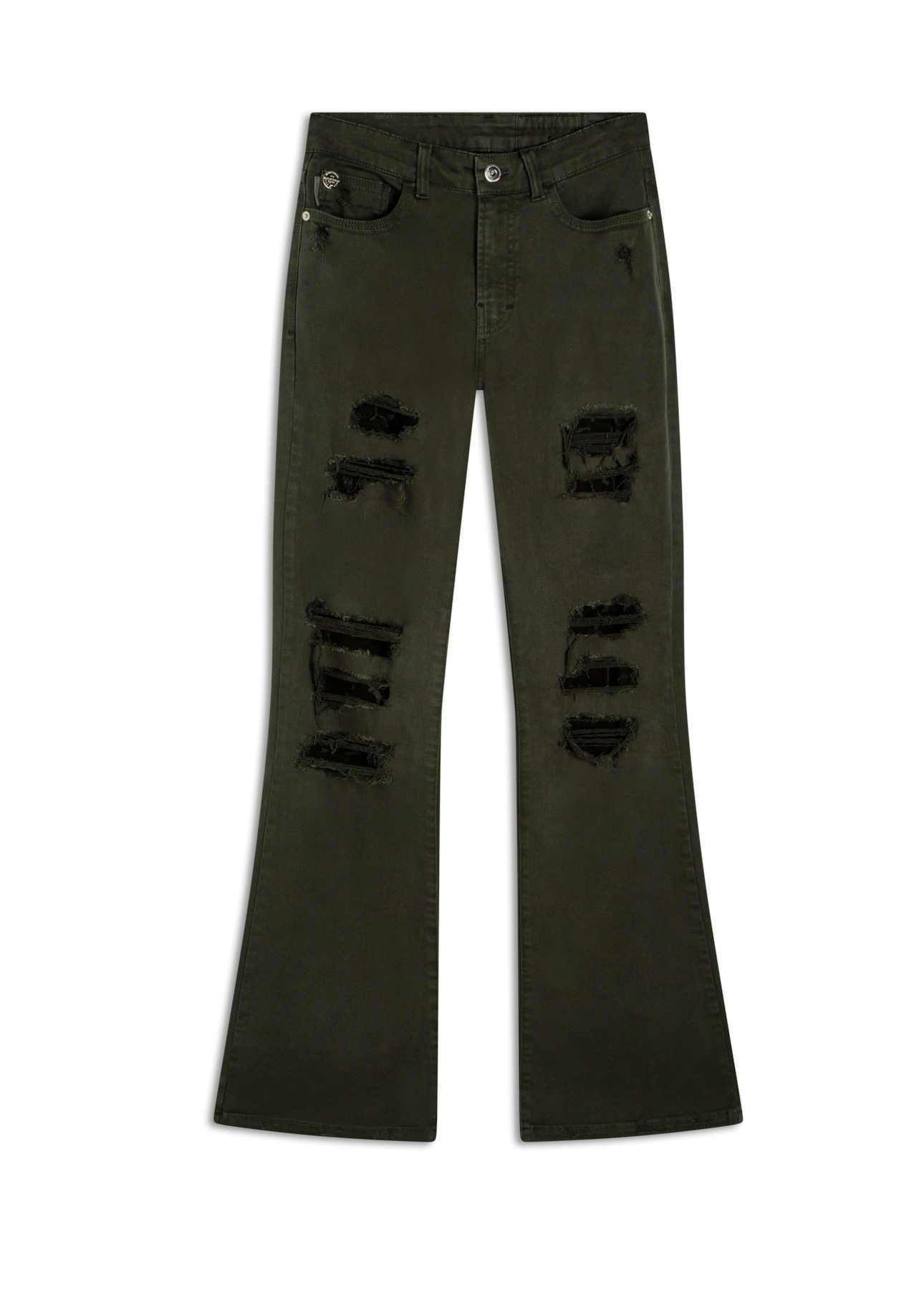 Calça Vintage Denim Leopard Verde Oliva