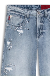 Calça Vintage Denim Oversized 1854- Lav.Claro C/Puidos