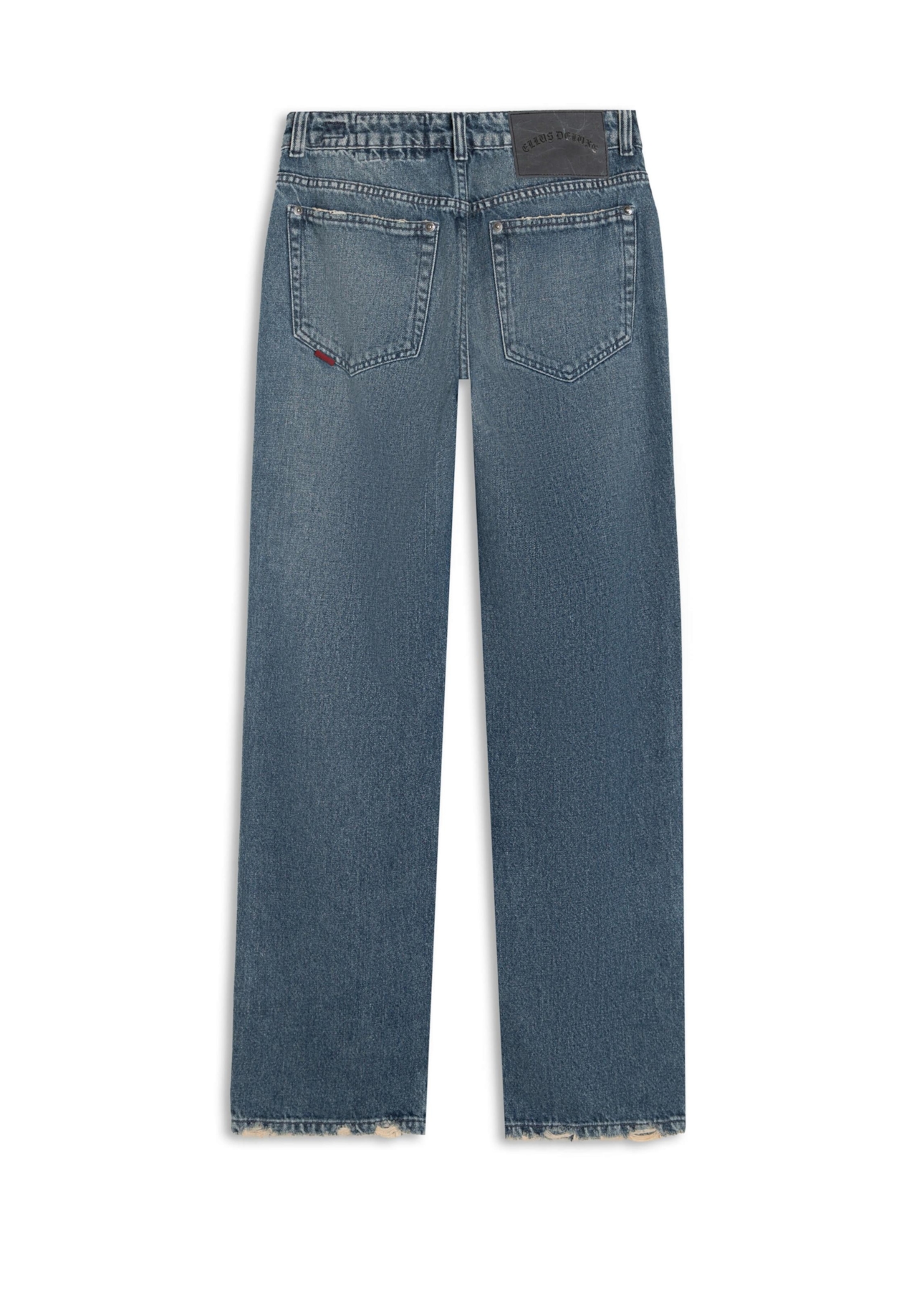 Calça Vintage Denim Pedras Médio C/ Puídos e Matriz