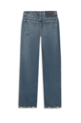 Calça Vintage Denim Pedras Médio C/ Puídos e Matriz