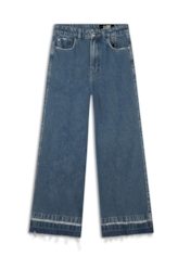 Calça Vintage Denim Wide Leg Cropped 2nd Floor S55-Lav.Medio C/ Luva