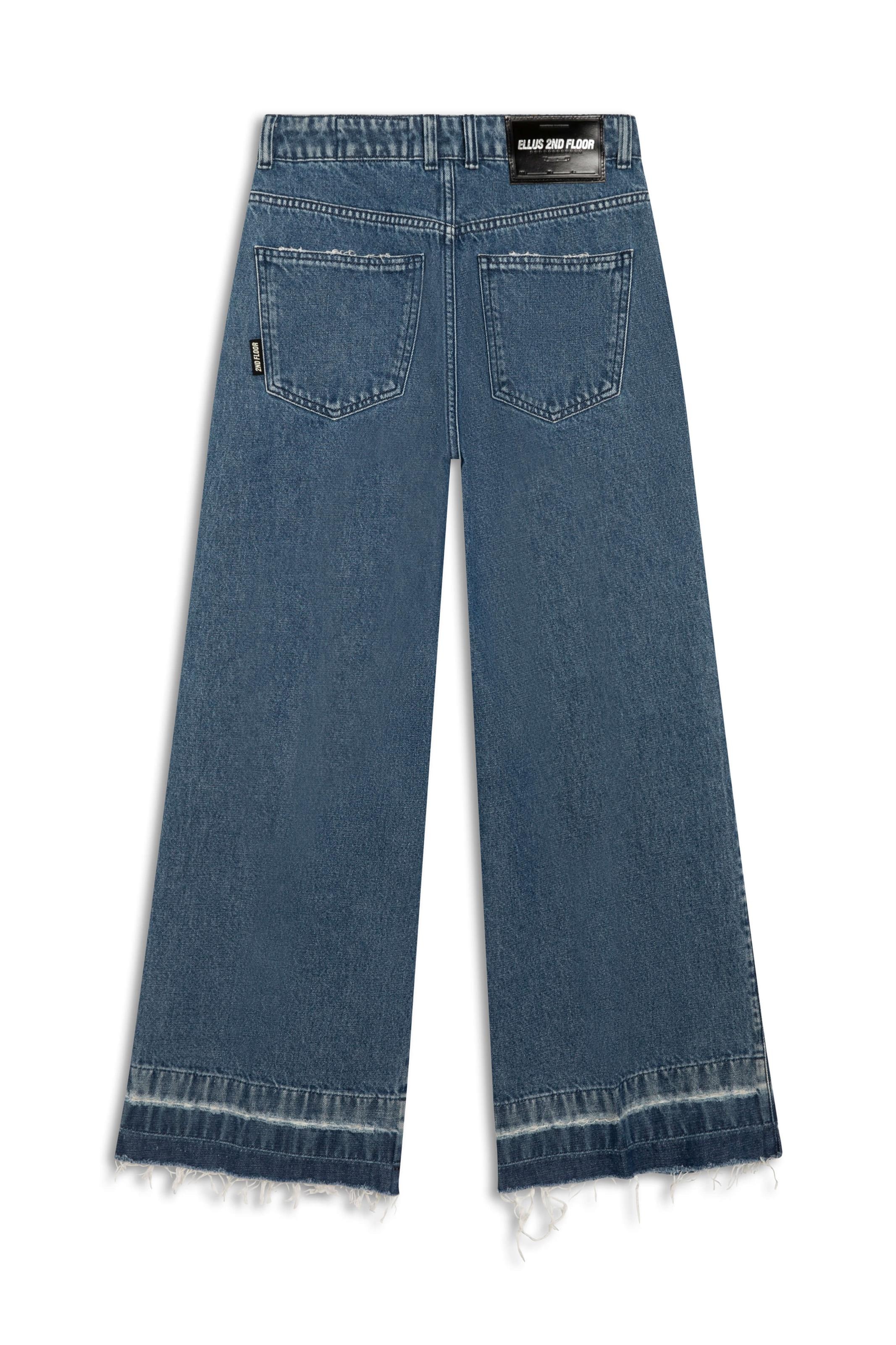 Calça Vintage Denim Wide Leg Cropped 2nd Floor S55-Lav.Medio C/ Luva