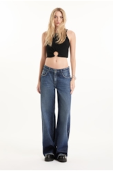 Calça Vintage Denim Wide Leg Lav. Escuro