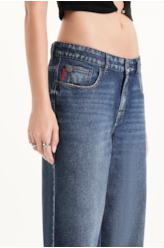 Calça Vintage Denim Wide Leg Lav. Escuro