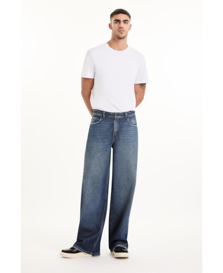 Calça Vintage Denim Wide Leg Lav. Escuro