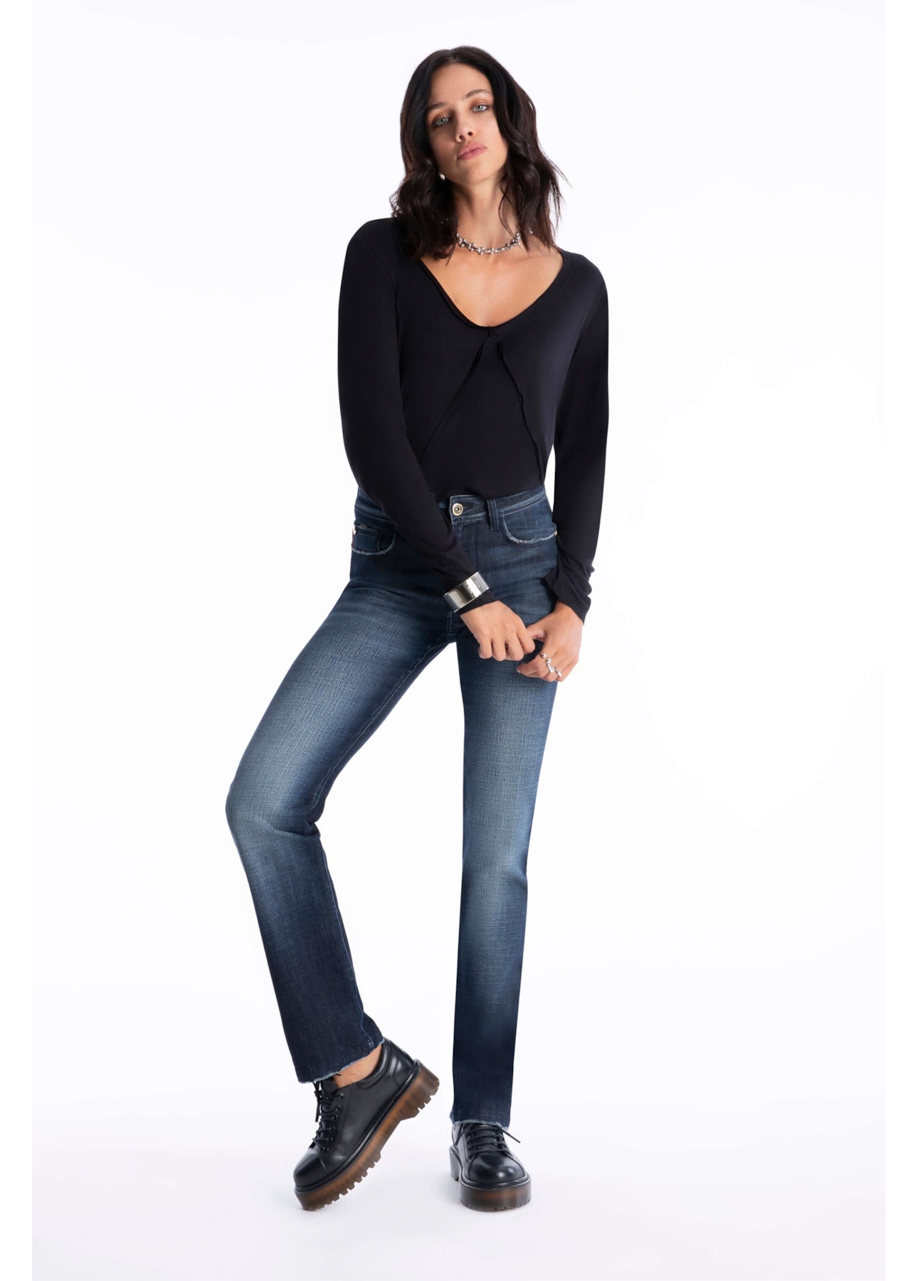 Calça Visco Indigo Elastic 1867-Lav.Escuro C/Resina