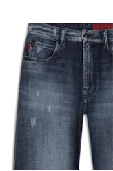 Calça Visco Indigo Elastic 1884-Lav.Escuro C/Puidos