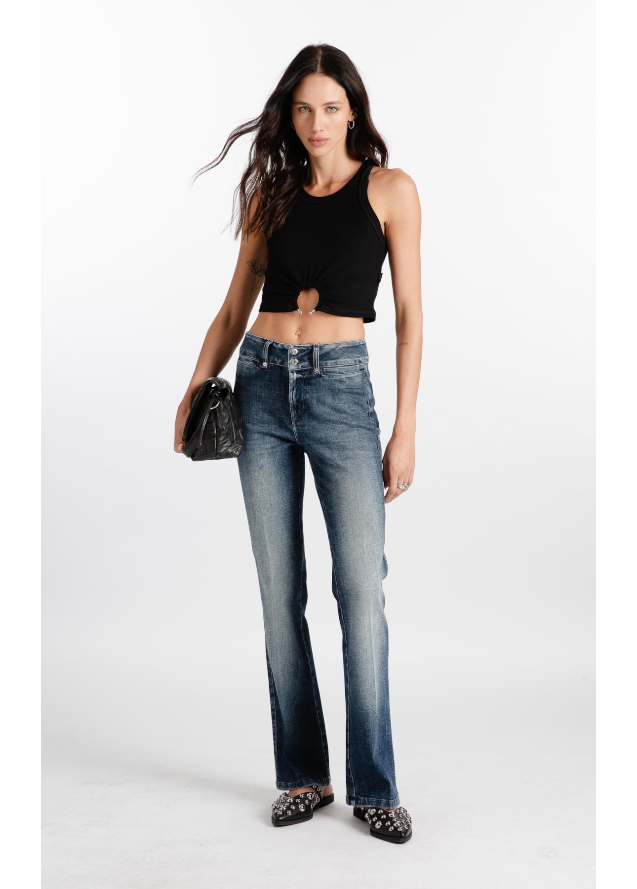 Calça Visco Indigo Elastic Bootcut Lav.Medio