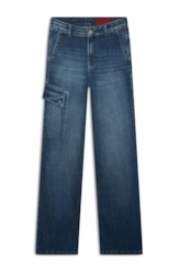 Calça Visco Indigo Elastic Flare Cargo Lav.Escuro C/Pincelado