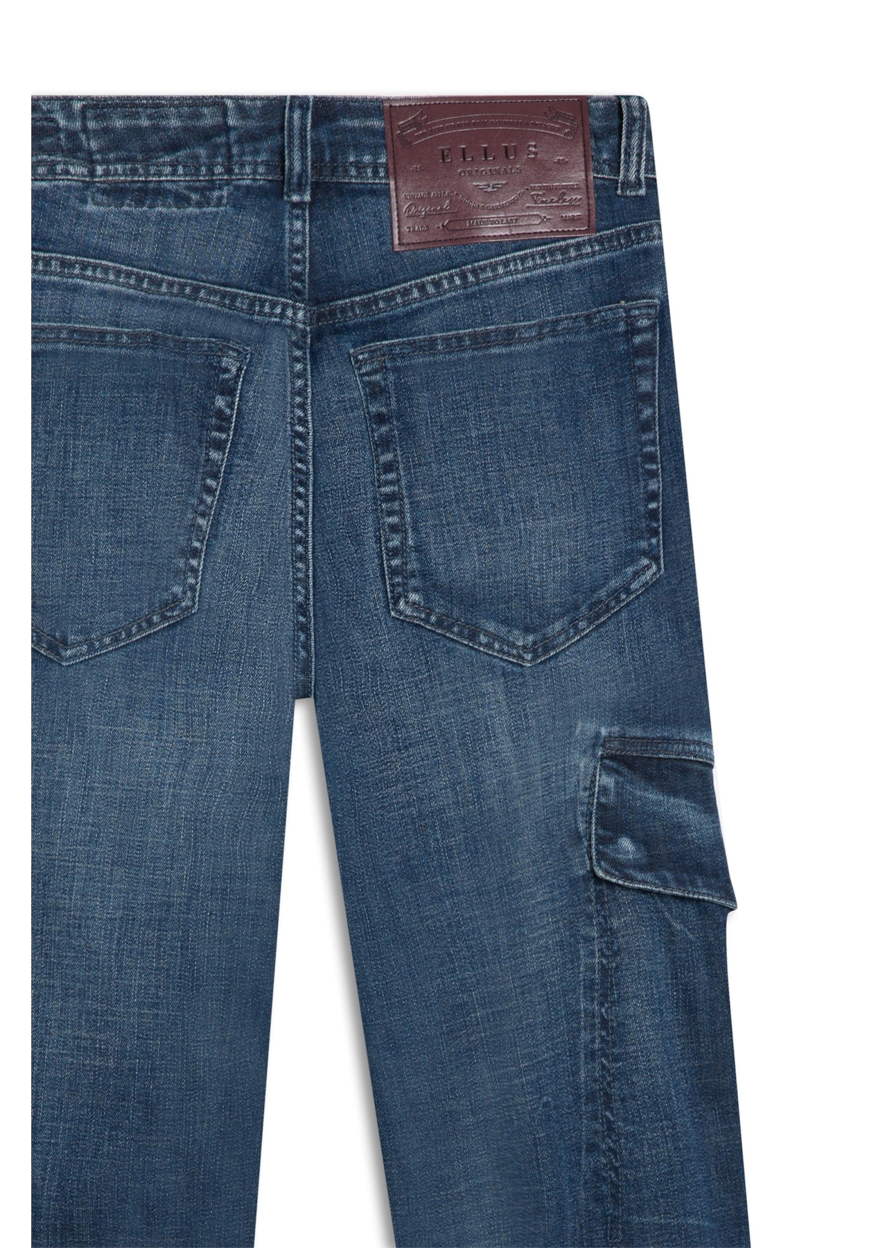 Calça Visco Indigo Elastic Flare Cargo Lav.Escuro C/Pincelado