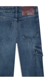 Calça Visco Indigo Elastic Flare Cargo Lav.Escuro C/Pincelado
