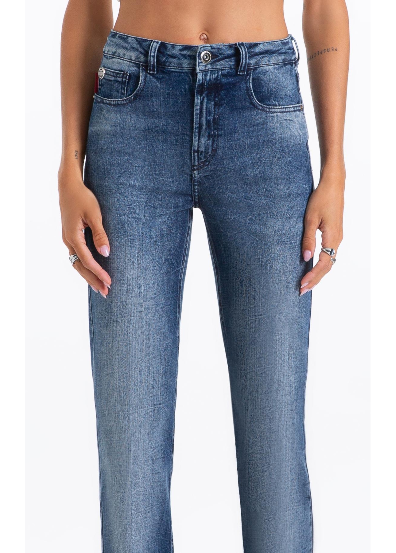 Calça Visco Indigo Elastic Gisele Reta Lav.Medio