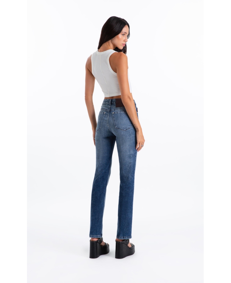 Calça Visco Indigo Elastic Gisele Reta Lav.Medio
