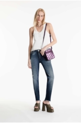 Calça Visco Indigo Elastic Mom 1885-Lav.Esc.C/ Cerzidos