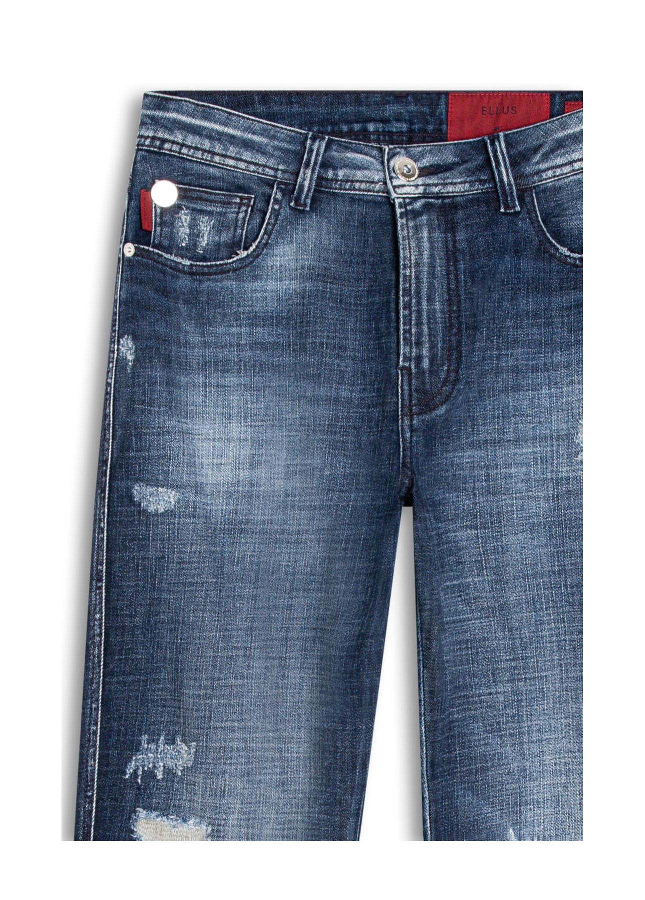 Calça Visco Indigo Elastic Mom 1885-Lav.Esc.C/ Cerzidos