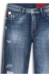 Calça Visco Indigo Elastic Mom 1885-Lav.Esc.C/ Cerzidos