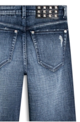 Calça Visco Indigo Elastic Mom 1885-Lav.Esc.C/ Cerzidos