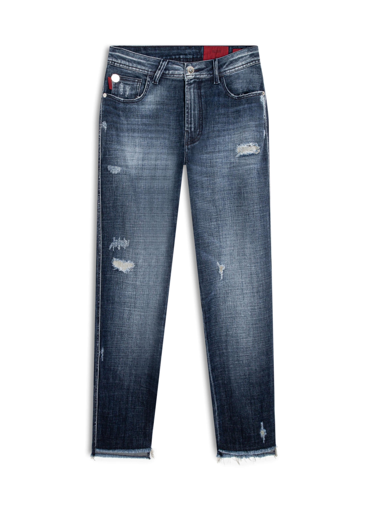 Calça Visco Indigo Elastic Mom 1885-Lav.Esc.C/ Cerzidos