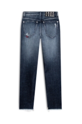 Calça Visco Indigo Elastic Mom 1885-Lav.Esc.C/ Cerzidos