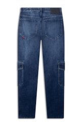 Calça Visco Indigo Elastic Trapezio Cargo Lav.Escuro C/ Pincelado