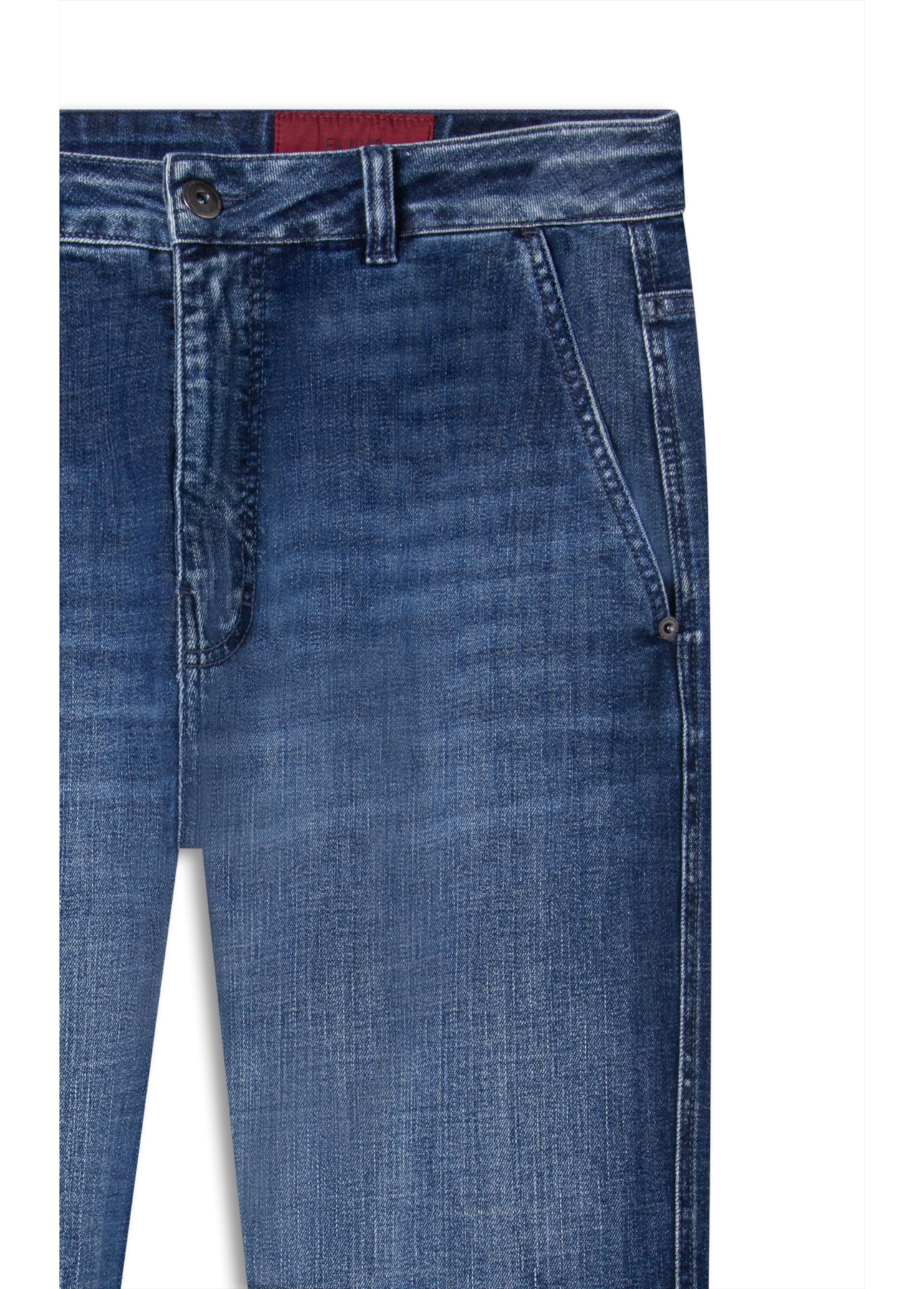 Calça Visco Indigo Elastic Trapezio Cargo Lav.Escuro C/ Pincelado