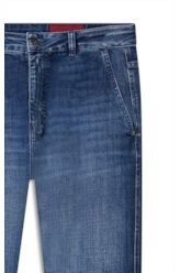 Calça Visco Indigo Elastic Trapezio Cargo Lav.Escuro C/ Pincelado