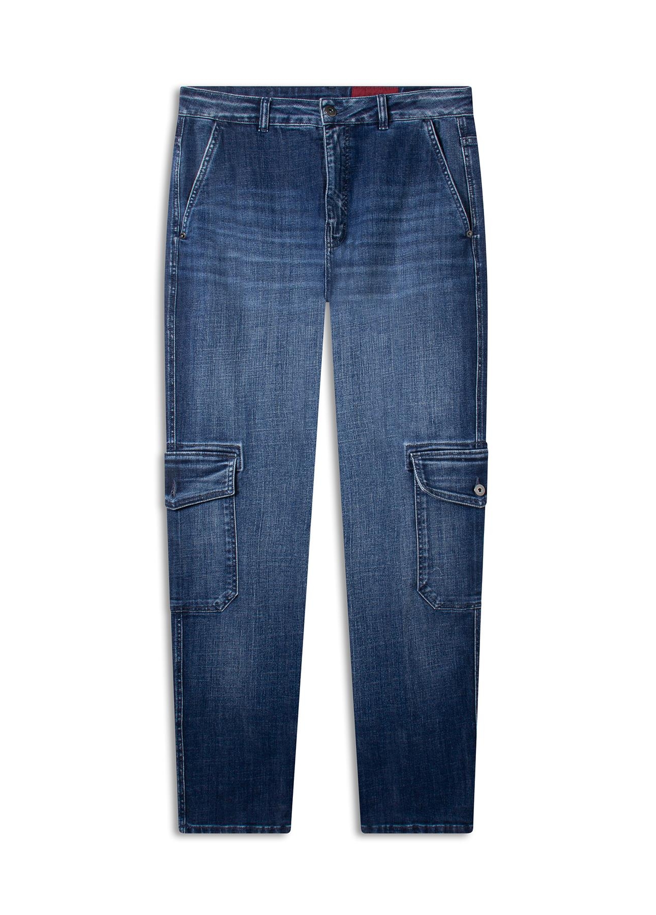 Calça Visco Indigo Elastic Trapezio Cargo Lav.Escuro C/ Pincelado