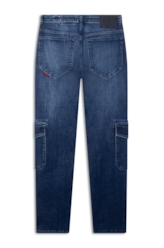 Calça Visco Indigo Elastic Trapezio Cargo Lav.Escuro C/ Pincelado