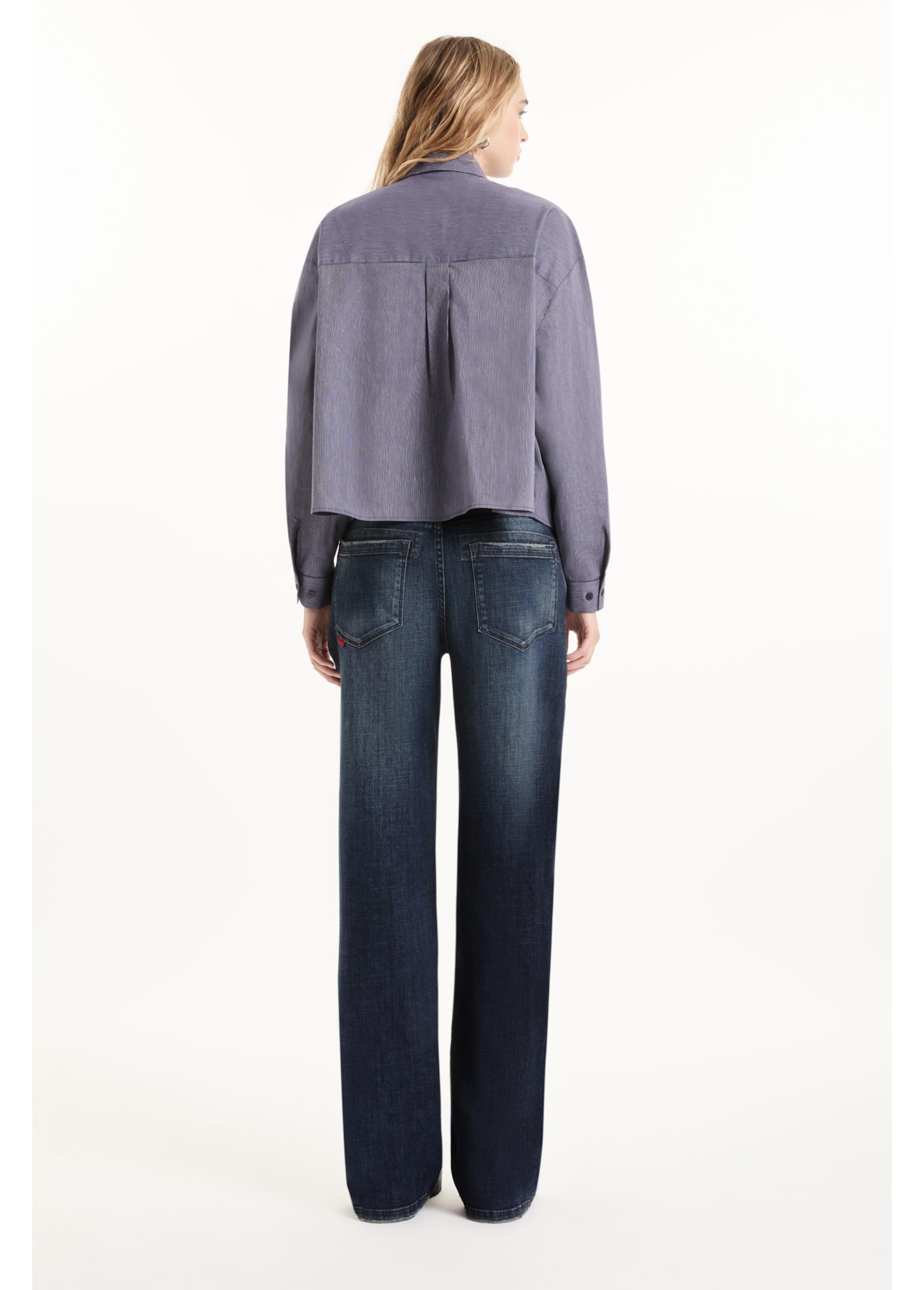 Calça Visco Indigo Elastic Wide Leg Lav. Escuro C/ Matiz