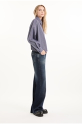 Calça Visco Indigo Elastic Wide Leg Lav. Escuro C/ Matiz