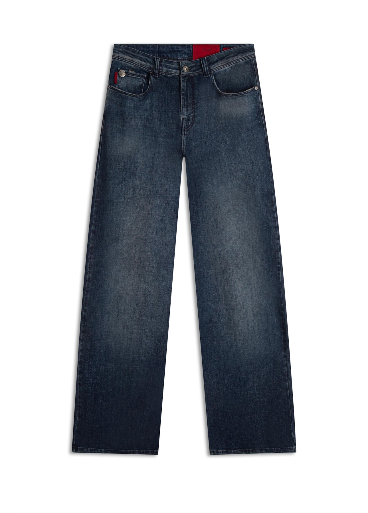 Calça Visco Indigo Elastic Wide Leg Lav. Escuro C/ Matiz