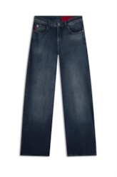 Calça Visco Indigo Elastic Wide Leg Lav. Escuro C/ Matiz