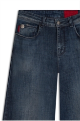 Calça Visco Indigo Elastic Wide Leg Lav. Escuro C/ Matiz