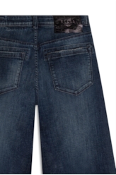 Calça Visco Indigo Elastic Wide Leg Lav. Escuro C/ Matiz
