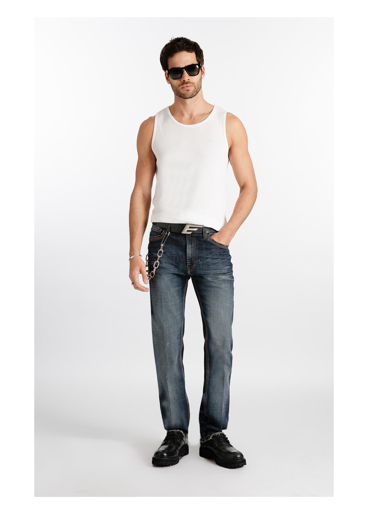 Calça Visco Indigo Slim Filigrana Lav.Escuro
