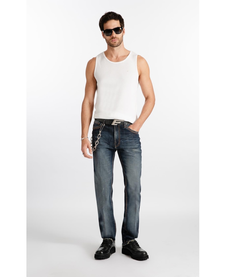 Calça Visco Indigo Slim Filigrana Lav.Escuro