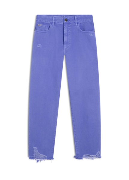 Calça White Denim Baggy Destroyde Azul Bic