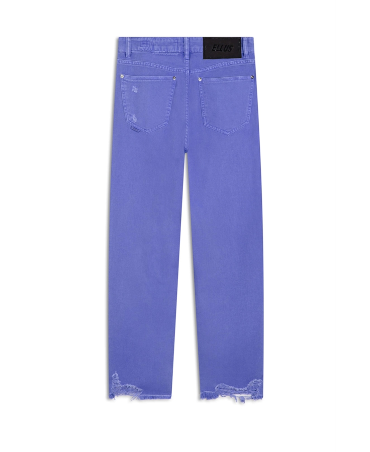 Calça White Denim Baggy Destroyde Azul Bic