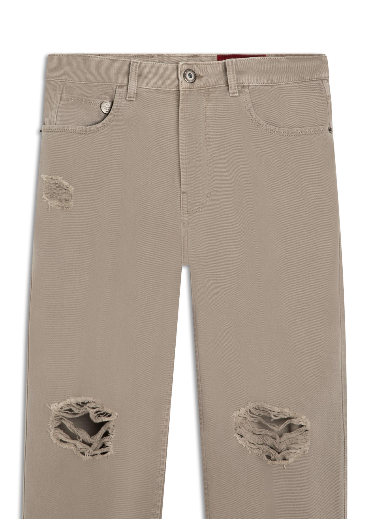 Calça White Denim Baggy Destroyed Husk