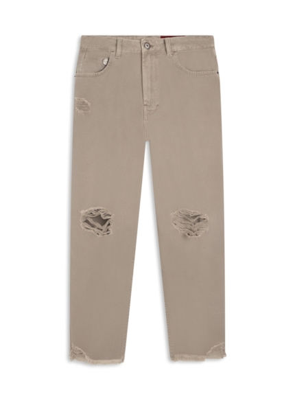 Calça White Denim Baggy Destroyed Husk