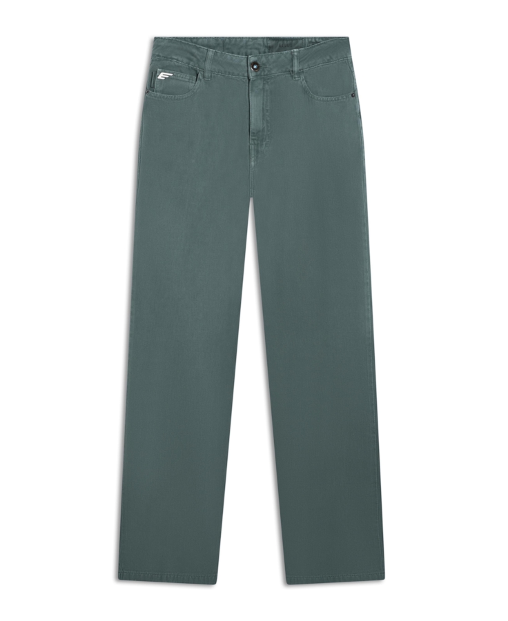 Calça White Denim Iii Low Rise Reta 5 Pocket Verde Army